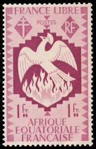 French Equatorial Africa #148  MNH - 1fr dp red-lilac Phoenix (1941)