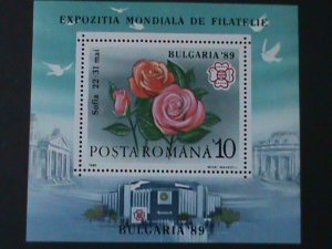 ​ROMANIA--SC#3571-BULGARIA'89-SOFIA-WORLD STAMPS SHOW-LOVELY ROSES MNH -S/S