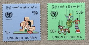 Burma 1971 UNICEF, unused.  Scott 225-226, CV $3.25