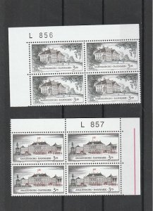 Denmark  Scott#  1000-1003  MNH  Plate Blocks of 4  (1994 Castles)