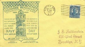 Theodore Roosevelt Navy Day 10-27-33 Birthday US Patroit cachet !#2