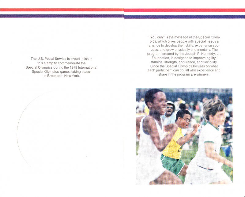 USPS 1st Day Ceremony Program #1788 Special Olympics Skill, Sharing, Joy 1979