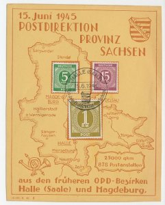 Card Deutsche Post / Sachsen 1946 Postal District Sachsen