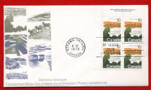 594 Canada FDC 10c Forests - UL Block of 4 -