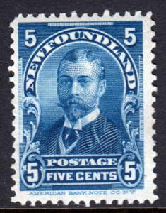 Newfoundland QV 1897 5c Blue SG90 Mint No Gum MNG