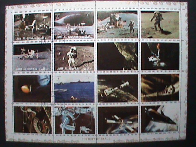 UMM AL QIWAIN STAMP -SPACE AND FIRST MAN ON THE MOON- COMPLETE LARGE CTO SHEET