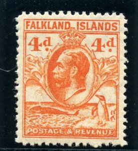 Falkland Islands 1932 Whale & Penguin 4d orange MLH. SG 120. Sc 58.