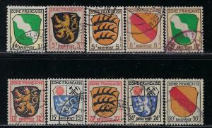 Germany - under French occupation - Scott # 4N1 - 4N10, used