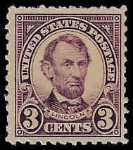 U.S. #555 MNH; 3c Lincoln (1923)