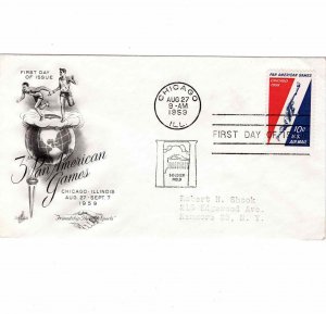 USA 1959 Sc C56 FDC Airmail First Day Cover Artcraft Cachet Pan American Games