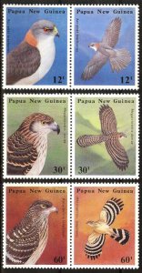 Papua New Guinea 1985 Birds set of 6 3 Pairs  MNH