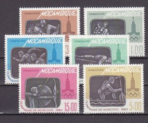 Mozambique, Scott cat. 624-629. Moscow Summer Olympics issue.  LH.