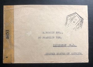 1945 Mozambique Portuguese Africa Censored Cover to Irvington NJ USA