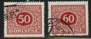 CZECHOSLOVAKIA Scott J63-64 Used Postage Due stamps