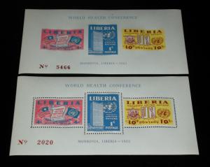 LIBERIA #340a UNITED NATIONS 1952 PERF. & IMPERF. SOUV.SHEETS MNH, NICE! LQQK!