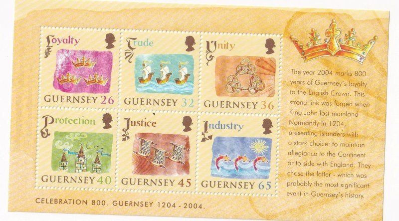 GUERNSEY CELEBRATIONS 800 GUERNSEY 1204-2004 MNH S/SHEET