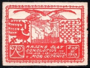 1913 Czechoslovakia Poster Stamp North Moravia Silesia Regional Falcon Festival