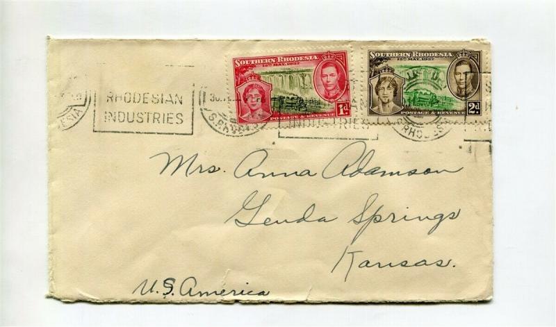 South Rhodesia to USA 1937 cover - Nice