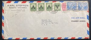 1951 Bogota Colombia Commercial Airmail Cover To Manasco Inc New York USA