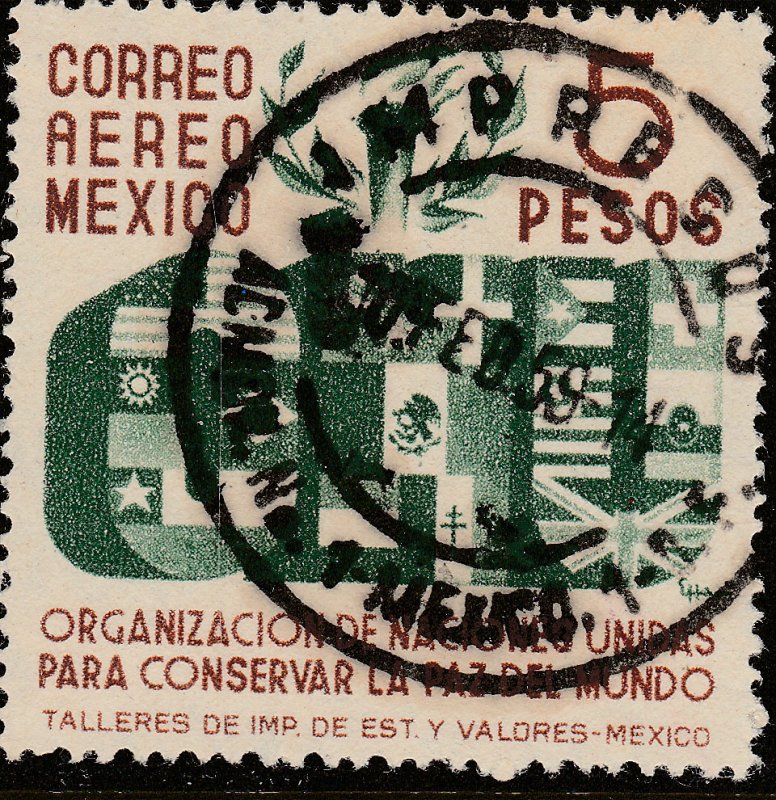 MEXICO C160, $5P Honoring the United Nations. USED. VF (606).