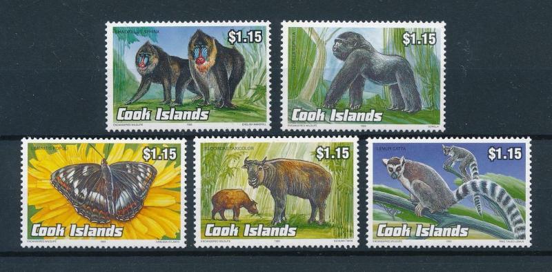 [97037] Cook Islands 1993 Wild Life Monkeys Gorilla Lemur Butterfly  MNH