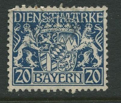 Bavaria -Scott O14- Coat of Arms -1916-17 - Used - 20pf Stamp