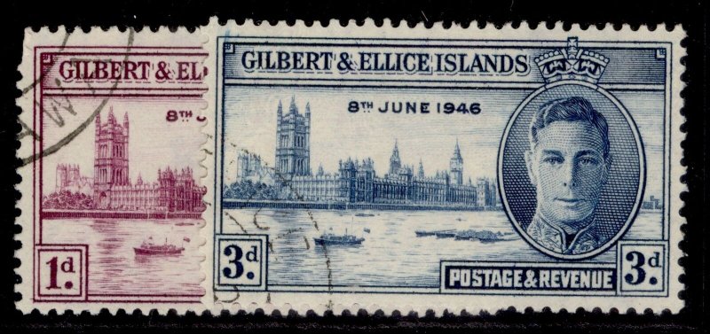 GILBERT & ELLICE ISLANDS GVI SG55-56, 1946 VICTORY set, FINE USED.