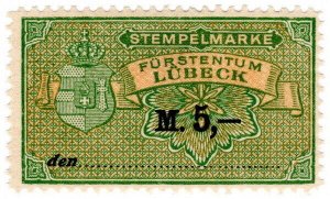 (I.B) Germany Revenue : Duty Stamp 5M (Lubeck)