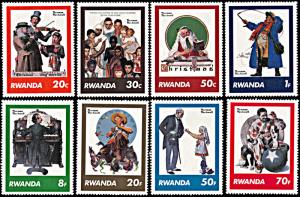 Rwanda 1027-1034, MNH, Norman Rockwell Paintings