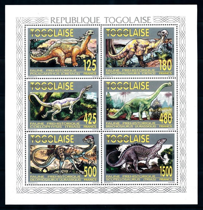 [75890] Togo 1994 Prehistoric Animals Dinosaurs Mini Sheet MNH