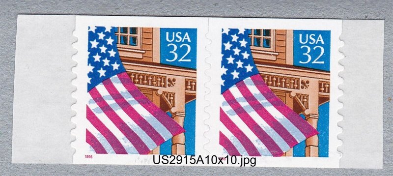 Pair 32c Flag SA ((96)) 10 x 10 Die CUts US 2915A F-VF, MNH