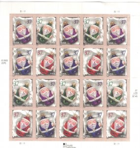 US 3883-6 Sheet (20 stamps) MNH Holiday Ornaments