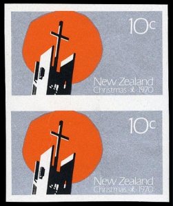 New Zealand #466var, 1970 10c Tower, imperforate vertical pair, never hinged,...