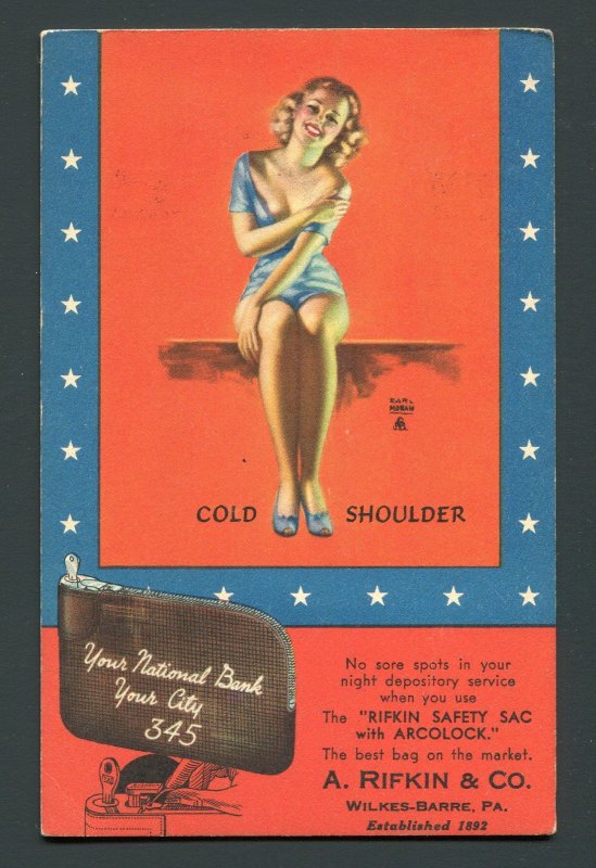 1940's Rifkin & Co Bank Bags Postcard - Wilkes-Barre, PA to Brownsville, TN