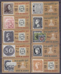 1966 Umm Al Qiwain 55-64 Stamps on Stamps 5,00 €