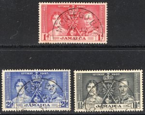 Thematic stamps JAMAICA 1937 CORONATION 118/20 used