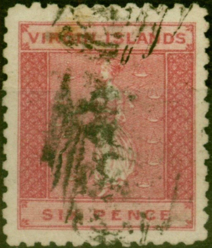 Virgin Islands 1866 6d Deep Rose SG4 Fine Used