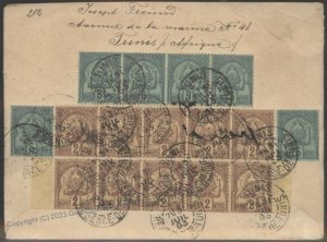 France Tunis Tunisia 1893 Sc2-3 Registered Cover Vienna Austria G112538