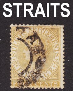 Malaya Straits Settlements Scott 44 INVERTED wtmk CA ERROR F+ used.  FREE...