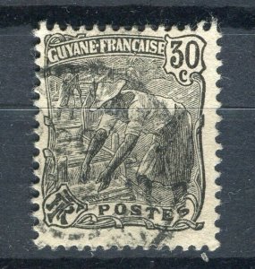 FRENCH COLONIES; GUYANE 1904 early Gold Panning issue fine used 30c. value