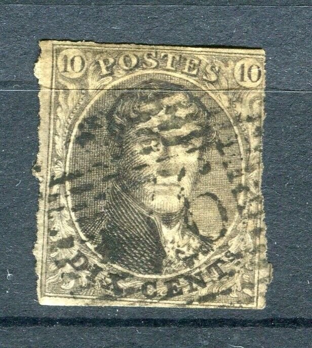 BELGIUM; 1850s classic Leopold Imperf issue used Shade of 10c. value Postmark