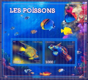 Ivory Coast 2013 Marine Life Fishes Sheet MNH