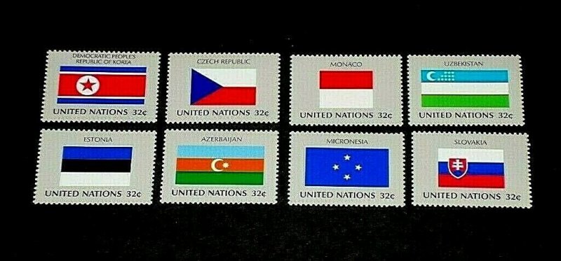 U.N. 1998, NEW YORK #719-726, FLAG SERIES, SINGLES, SET OF 8, MNH, NICE! LQQK!