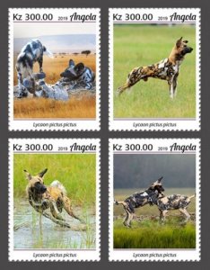 Angola - 2019 Cape Wild Dogs - 4 Stamp Set - ANG190217a