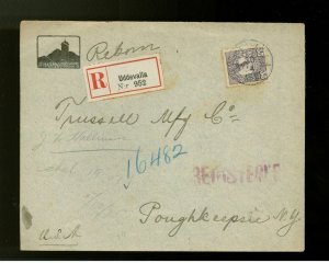 1915 Uddevalla Sweden to USA registered Cover