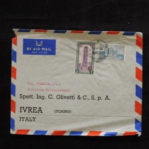 ZS-R464 INDIA IND - Art, Monuments Tower, 1955 Air Mail To Italy Olivetti Cover