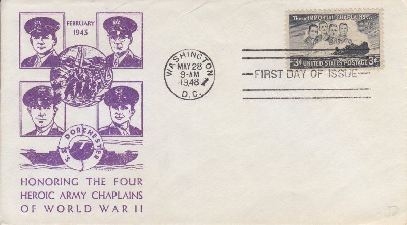 1948 USA Four Chaplains  (Scott 956) Fidelity UA FDC
