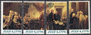 United States #1691-94 13¢ Declaration of Independence (1976). Four singles. MNH