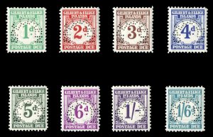 Gilbert and Ellice Islands #J1-8S Cat$250, 1940 Postage Dues, set of eight,  ...