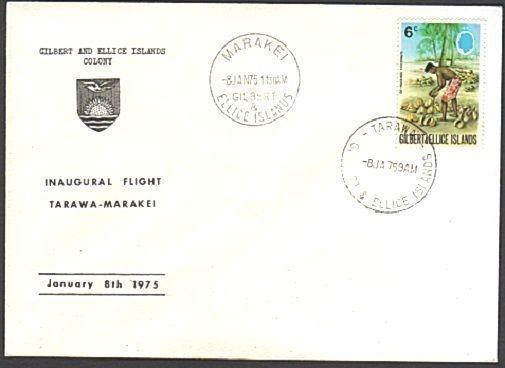 GILBERT & ELLICE Is 1975 first flight cover Tarawa to Marakei..............77154